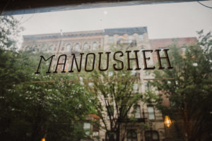 New York City Restaurant with rainy window 